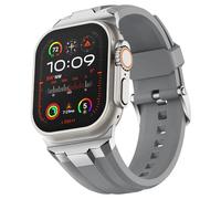 BNCXMO Sport Watch Band,For Ultra 2 49mm 45mm 44mm 42mm, Wide Rugged 316L Stainless Steel Connector Silicone Band for iWatch Ultra 9 8 7 6 5 4 3 SE