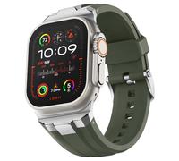BNCXMO Sport Watch Band,For Ultra 2 49mm 45mm 44mm 42mm, Wide Rugged 316L Stainless Steel Connector Silicone Band for iWatch Ultra 9 8 7 6 5 4 3 SE
