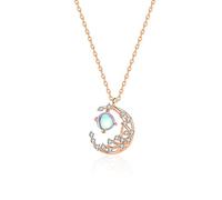 BNCXMO Stars and Moon Pendant Necklace For Women Zircon s925 Silver Jewelry Birthday Gift