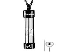 BNCXMO The New Black Memory Hourglass Urn Pendant Cremation Jewelry Urn Necklaces Memorial Ashes for Women Free Fill kit