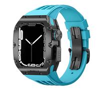 BNCXMO Titanium Alloy Watch Case，For Band 45mm 44mm Luxury Mod Kit Fluoro Rubber Watcj Strap，For iWatch 8 7 SE 6 5 4 Modification Kit