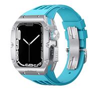 BNCXMO Titanium Alloy Watch Case，For Band 45mm 44mm Luxury Mod Kit Fluoro Rubber Watcj Strap，For iWatch 8 7 SE 6 5 4 Modification Kit