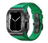 BNCXMO Titanium Alloy Watch Case，For Band 45mm 44mm Luxury Mod Kit Fluoro Rubber Watcj Strap，For iWatch 8 7 SE 6 5 4 Modification Kit