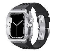 BNCXMO Titanium Alloy Watch Case，For Band 45mm 44mm Luxury Mod Kit Fluoro Rubber Watcj Strap，For iWatch 8 7 SE 6 5 4 Modification Kit