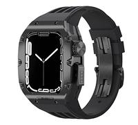 BNCXMO Titanium Alloy Watch Case，For Band 45mm 44mm Luxury Mod Kit Fluoro Rubber Watcj Strap，For iWatch 8 7 SE 6 5 4 Modification Kit