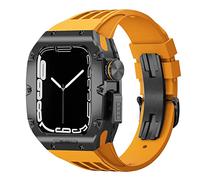 BNCXMO Titanium Alloy Watch Case，For Band 45mm 44mm Luxury Mod Kit Fluoro Rubber Watcj Strap，For iWatch 8 7 SE 6 5 4 Modification Kit