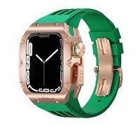 BNCXMO Titanium Alloy Watch Case，For Band 45mm 44mm Luxury Mod Kit Fluoro Rubber Watcj Strap，For iWatch 8 7 SE 6 5 4 Modification Kit