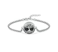 BNCXMO Tree of Life Round Urn for Ashes Stainless Steel Cremation Jewelry Keepsake Adjustable Memorial Bracelets for Women