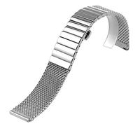 BNCXMO Watch Strap, Comfortable 18/20/22/24mm Width Silver Stainless Steel Watch Strap Band For Business Smart Wrist Watches Bracelet (Color : 22mm)