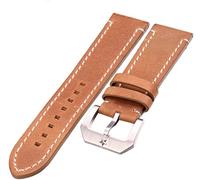 BNCXMO Watch Strap, Leather Strap 24mm Black Dark Brown Women Men's Bracelet Belt With Sea Silver Metal Star Buckle,Bracelet