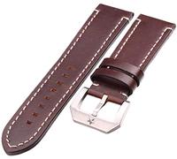 BNCXMO Watch Strap, Leather Strap 24mm Black Dark Brown Women Men's Bracelet Belt With Sea Silver Metal Star Buckle,Bracelet