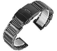 BNCXMO Watch Strap, Stainless Steel Watch Bands 20/22/24mm Silver/Black/Gold Folding Clasp Watch Straps+2 Spring Bars Bracelet