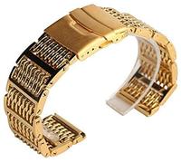BNCXMO Watch Strap, Stainless Steel Watch Bands 20/22/24mm Silver/Black/Gold Folding Clasp Watch Straps+2 Spring Bars Bracelet