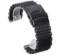 BNCXMO Watch Straps 18mm 20mm 22mm 24mm Black Stainless Steel Mesh Wrist Watch Band Fashion Men Quartz Watches Strap High Quarlity (Size : 18mm)