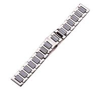 BNCXMO Watchband Mid Ceramic Link Stainless Steel Bracelet 16mm 18mm 20mm Men Women White Black Watch Strap Metal Double Push Clasp (Color : White, Size : 20mm)