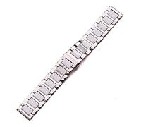 BNCXMO Watchband Mid Ceramic Link Stainless Steel Bracelet 16mm 18mm 20mm Men Women White Black Watch Strap Metal Double Push Clasp (Color : White, Size : 20mm)