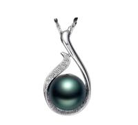 BNCXMO Women Necklace 925 Jewelry with Black Pearl Zircon Gemstone Pendant Accessories for Wedding Engagement Gift