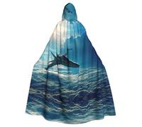 bndga Aircraft Fighter Jets Print Hooded Cloak For Women Men Cosplay Costume Carnival Renaissance Themed Events Cape