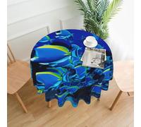 bndga Blue Fishes Ocean Print Round Tablecloth Indoor Outdoor Everyday Dining Parties Weddings Home Table Cover