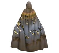 bndga Hunting Flying Wild Ducks Print Hooded Cloak For Women Men Cosplay Costume Carnival Renaissance Themed Events Cape