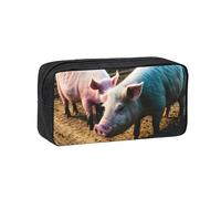 Bndga Pigs in Farm Print Large-Capacity Pen Case Stationery Organizer Pouch for Office Supplies Daily Carry