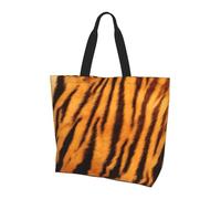 bndga Tiger Striped Pattern Print Large Capacity Shoulder Bag Men Women Lightweight Tote Daily Travel Work Accessory