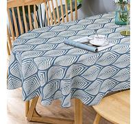 Bnejvif Blue Modern Geometric Oval Tablecloth, 72 x 54 inch (Oval), Polyester, Waterproof, Stain Resistant, Wrinkle Resistant, Indoor/Outdoor