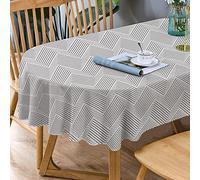 Bnejvif Modern Striped Indoor/Outdoor Waterproof Wrinkle Free Durable Tablecloth for Oval Tables 60 X 84 Inch