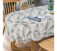 Bnejvif Oval Tablecloth, Modern Geometric Blue Waterproof Wrinkle Free Durable Tablecloth for Oval Tables 60 X 84 Inch