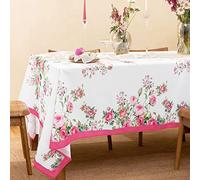 Bnejvif Pink Rectangle Tablecloth With Floral Print - Waterproof, Wrinkle-Free for Spring and Summer - Pink Flowers Design for 60 X 84, 60 X 102, 60 X 120 Inch Tables