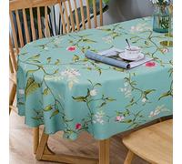Bnejvif Plum Flower Spring Patterned Tablecloth, Waterproof Wrinkle Free Durable for Oval Tables 60 X 84 Inch