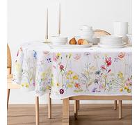 Bnejvif Spring Floral Oval Tablecloth - Waterproof Wrinkle Free Durable Fabric for Spring Summer Tables, 60 X 102 Inch
