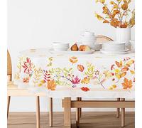 Bnejvif Thanksgiving Tablecloth Fall Tablecloths Autumn Leaves Pumpkin Table Cloths Stain-Resistant Anti-Wrinkle Washable Thanksgiving Decorations for 54 X 72 Inch Oval Table