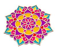 Bnesi Wooden DIY Floral Rangoli Mat Easy to Use or to Fill Rangoli Template Rangoli Decorative Boards for Indian Traditional Festival New Year Decor (Wood, Floral)