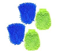 BNFGD 4Pcs Car Wash Mitt,Car Mitt for Washing,Double Sided Microfiber Car Wash Mitts Car Wash Glove Reusable Cleaning Gloves Super Absorbent Microfibre Gloves Microfibre Cloth(Blue,Green).