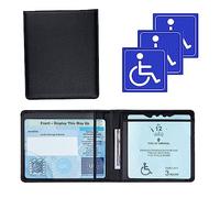 BNFGD Badge Holder Wallet for car, PU Leather Disabled Blue, Disability Parking Permit Discreet Cover Hologram Safe with 3Pcs Stickers Included (Blue), Black