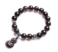BNfthRT Crystal Genuine Natural Ice Obsidian Fox Bracelet for Women with Rainbow Eye 925 Silver