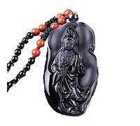 BNfthRT Natural Obsidian Guanyin Buddha Pendant Male Necklace