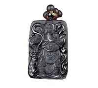 BNfthRT Natural Obsidian Pendant Guan Gong Necklace Women Men Jewelry