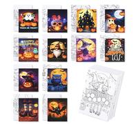 BNG 12 Packs Halloween Pre Drawn Canvas to Paint, Pre-Printed Canva for Painting, Pre-Stretched Canvas Outline Painting Boards for Beginners, Students, Party Favors(5 * 7in)