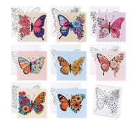 BNG 8 Packs Butterfly Pre Drawn Canvas to Paint, Pre Printed Canva for Painting, Pre Stretched Canvas Outline Painting Boards for Beginners, Students, Party Favors, Daily Decorations(8 * 8in)