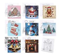 BNG 8 Packs Christmas Pre Drawn Canvas to Paint, Pre Printed Canva for Painting, Pre Stretched Canvas Outline Painting Boards for Beginners, Students, Party Favors, Christmas Decorations(8 * 8in)