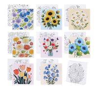 BNG 8 Packs Flower Pre Drawn Canvas to Paint, Pre Printed Canva for Painting, Pre Stretched Canvas Outline Painting Boards for Beginners, Students, Party Favors, Daily Decorations(8 * 8in)