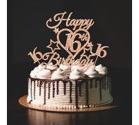 bng-bng 16th Birthday Cake Topper Girls Rose Gold Glittery Happy 16th Birthday Cake Cupcake Toppers For Girl 16 Sixteen Years Old Birthday Party Supplies Decorations