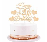 bng-bng 20th Birthday Cake Topper Decoration,Rose Gold Glittery Happy 20th Birthday Cake Cupcake Toppers For Girls Age 20 Party Supplies Decorations