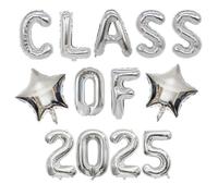 bng-bng Silver Class of 2025 Balloons,Graduation 2025 Foil Balloons 16inch,Class of 2025 Banner for 2025 Graduation Party Decorations Decorations