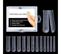 BNG Carving Dual Nail Forms 120PCS 3D Texture Dual Form for Gel Nail Art Extension, Professional Transparent Full Cover Nail Molds Quick Building, Reusable Mold A