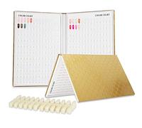 BNG Nail Color Display Book Professional 308 Colour Nail Chart, Gold Nail Gel Polish Display Card Leather Book, Nail Art Salon Design Display Booklet 360 Pcs False Nails Tips