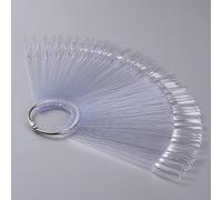 BNG Nail Colour Display Sticks 100pcs Clear Nail Art Tips Sample for Nail Gel Polish Practice, Fan-shaped Colors Wheel Salon Color Card Chart with Ring Holder Detachable