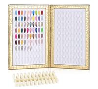 BNG Nail Display Book 180 Colors Nail Art Colour Chart, Professional Gel Polish Nail Display Card with 240 Pcs False Nails Tips For Salon Nail Art Showing, Gold Leather Book